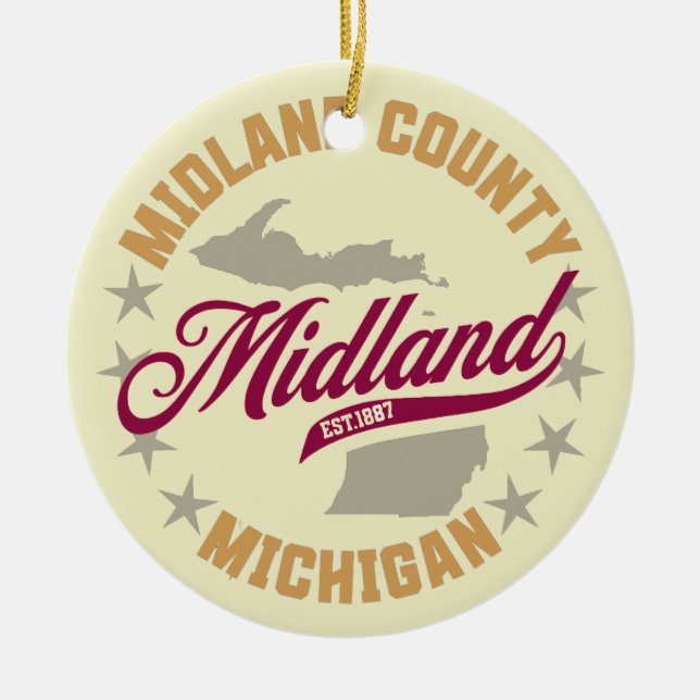 Midland,Michigan Ceramic Tree Decoration (Front)