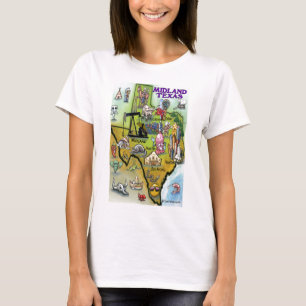 Midland Texas Cartoon Map T-Shirt