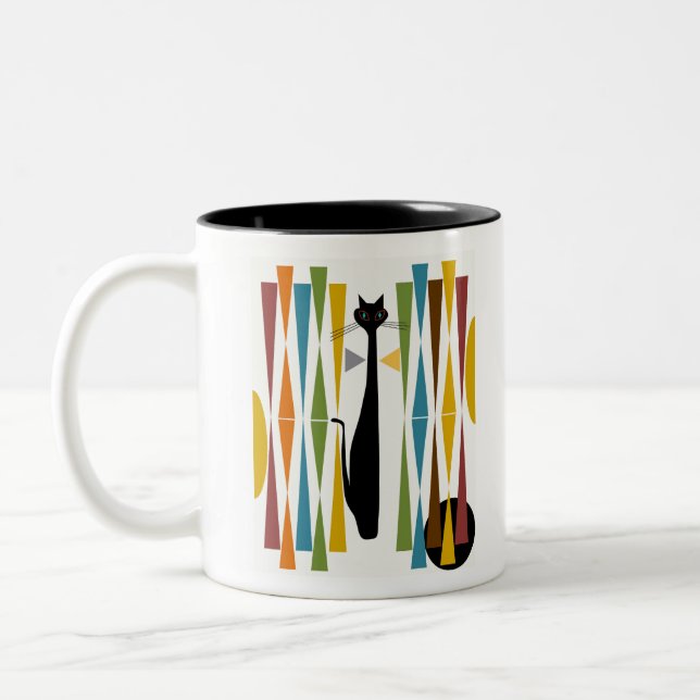 MidMod Art Cat 2 Two-Tone Coffee Mug (Left)