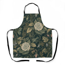 Midnight Acanthus Botanical Floral Pattern Apron