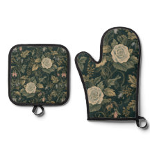 Midnight Acanthus Botanical Floral Pattern Apron