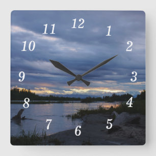 Midnight Alaska Sunset Wall Clock