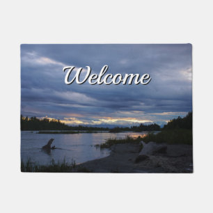 Midnight Alaska Sunset Welcome Doormat