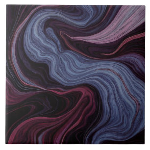 Midnight Amethyst Marble Swirl Purple Blue Fluid Tile