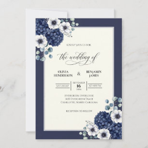 Midnight Anemone Formal Wedding Invitation