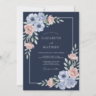 Midnight Anemone Wedding Invitation