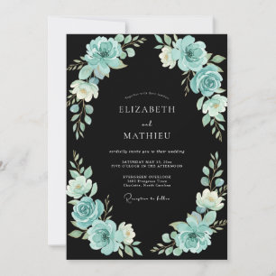 Midnight Aqua Vine Wedding Invitation