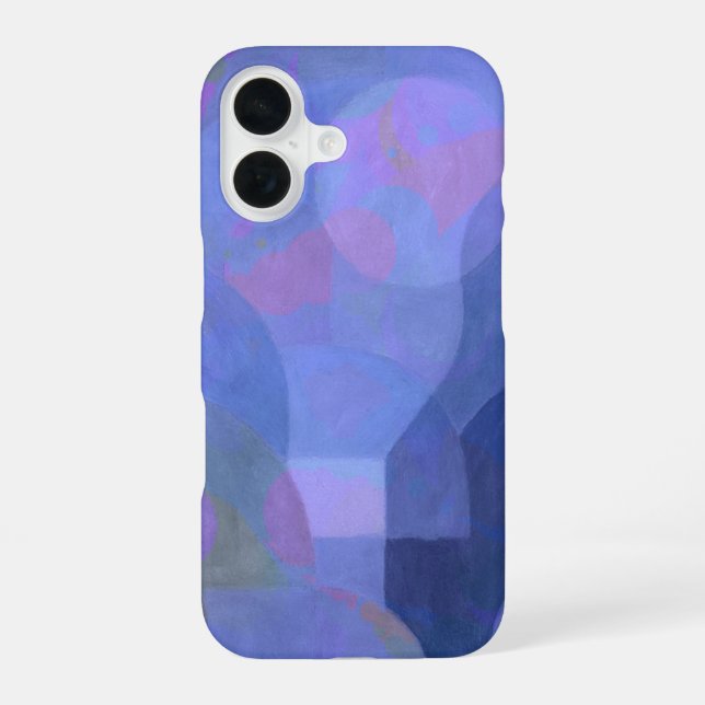 Midnight Arches – Indigo Abstract Geometry iPhone 16 Case (Back)
