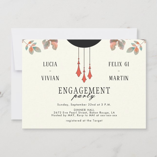 Midnight Autumn Engagement Party Invitation (Front)
