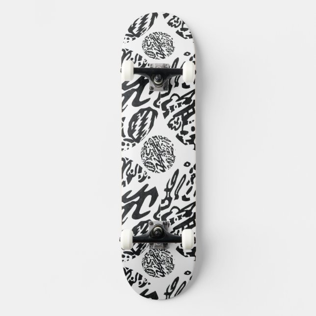 "Midnight" B&W Abstract Skateboard (Front)