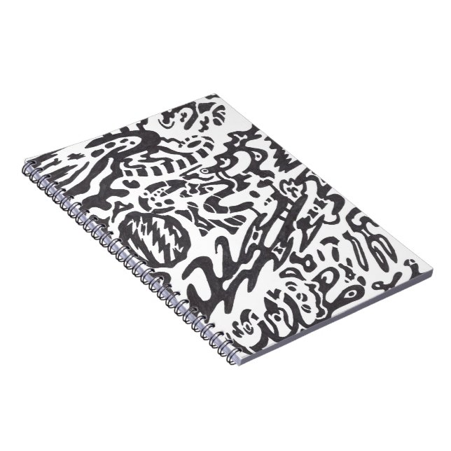 "Midnight" B&W Abstract Spiral Notebook (Right Side)