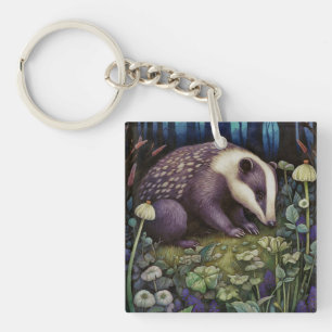 Midnight Badger Keychain