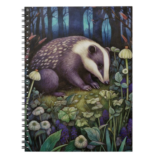 Midnight Badger Spiral Photo Notebook (Front)
