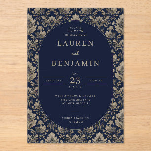 Midnight Baroque Wedding Acrylic Invitations