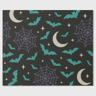 Midnight Bats & Webs - Spooky Halloween  Wrapping Paper
