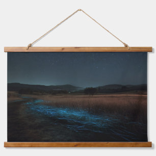 Midnight Bioluminescent River Dark Nature Wall Art