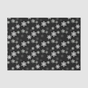 Midnight Black Snow Flake Flurries Tissue Paper