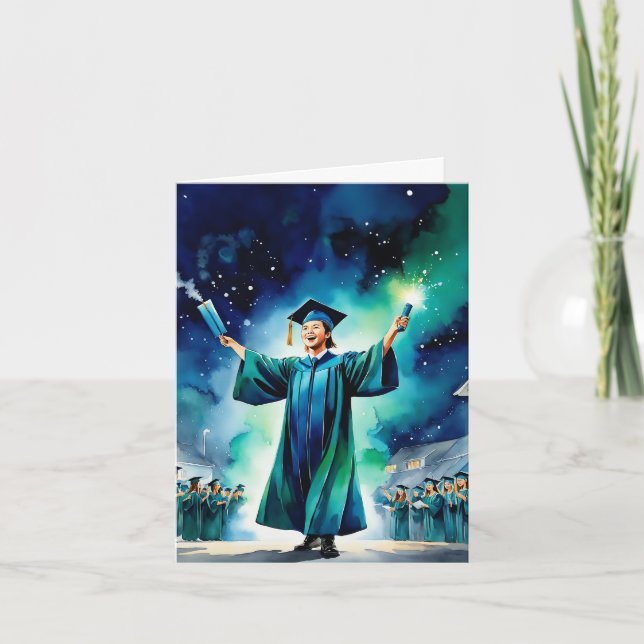 Midnight Blaze - High School Graduation Celebrate Card (Front)