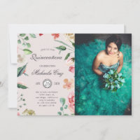 Midnight bloom blush floral Quinceanera