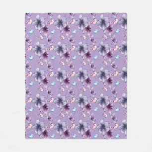MIDNIGHT BLOOM & BUTTERFLIES FLEECE BLANKET