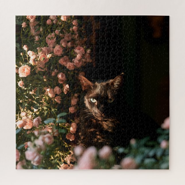 Midnight Bloom Cats Jigsaw Puzzle (Vertical)
