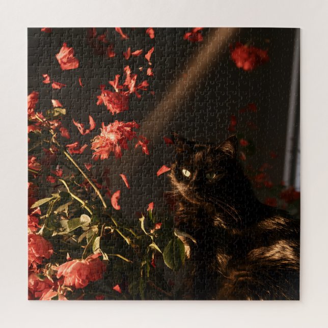Midnight Bloom Cats Jigsaw Puzzle (Vertical)