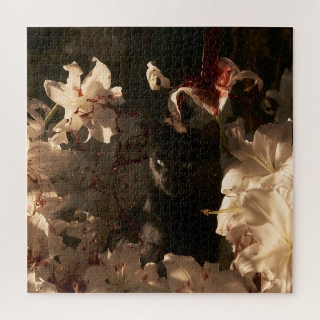 Midnight Bloom Cats Jigsaw Puzzle (Vertical)
