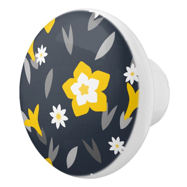 Midnight Bloom Ceramic Knob (Right)