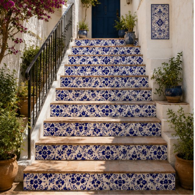 Midnight Bloom Classic Blue Floral Mosaic Tile (Creator Uploaded)