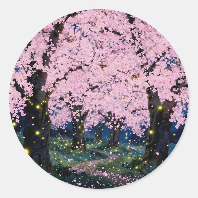 Midnight Bloom – Dark Floral Art Classic Round Sticker (Front)