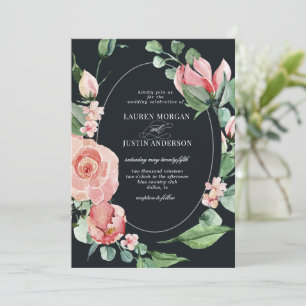midnight bloom elegant floral Wedding Invitation