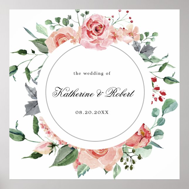 midnight bloom elegant floral wedding welcome poster (Front)