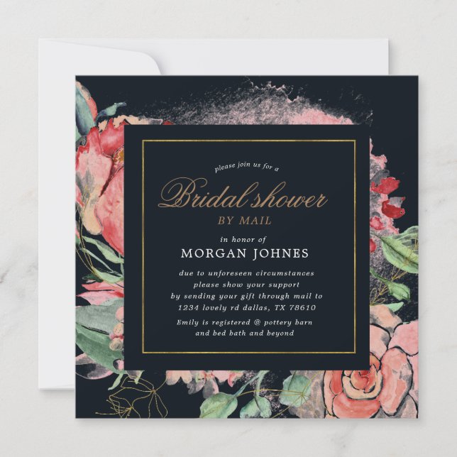 midnight bloom floral Bridal Shower by mail (Front)