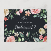 midnight bloom floral bridesmaid Invitation