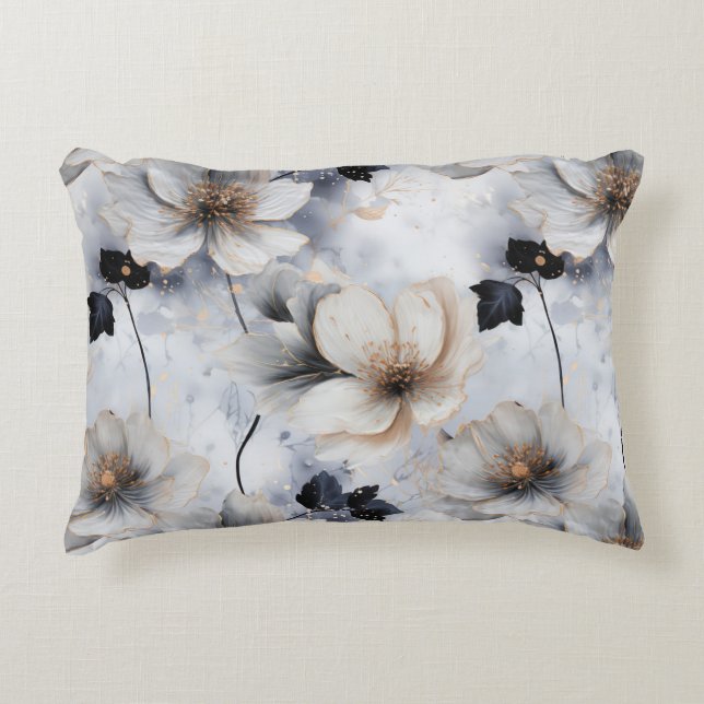 Midnight Bloom Floral Duvet Cover – Elegant  Decorative Cushion (Front)