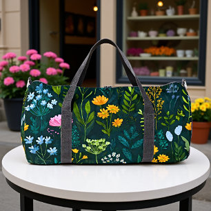 Midnight Bloom Floral & Foliage Duffle Bag