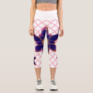 Midnight Bloom Floral Pattern   Purple Blue  Capri Leggings