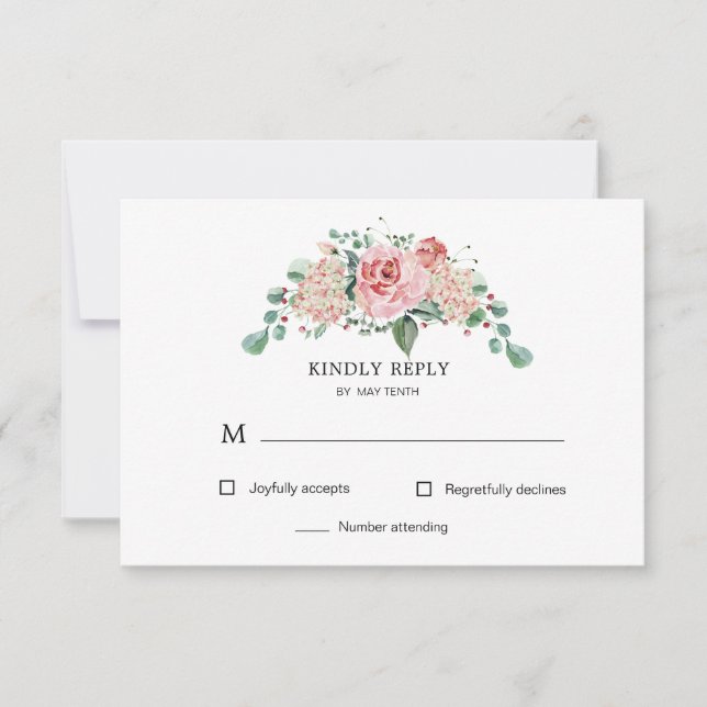 midnight bloom floral RSVP Response Card (Front)