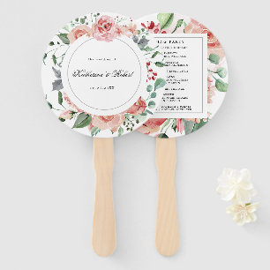 Midnight Bloom Floral Wedding Program Hand Fan