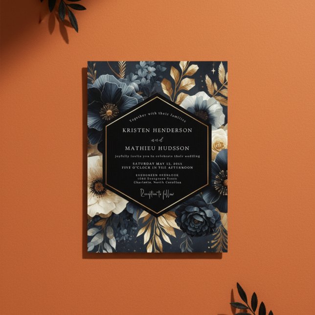 Midnight Bloom Opulent Wedding Invitation (Creator Uploaded)