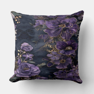 Midnight Bloom Throw Pillow