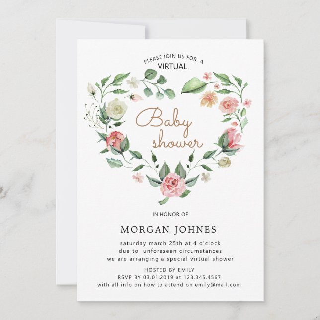 Midnight Bloom Virtual Baby Shower Invitation (Front)