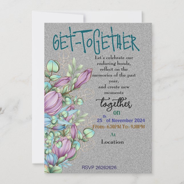 Midnight Blooms Gathering Invitation (Front)