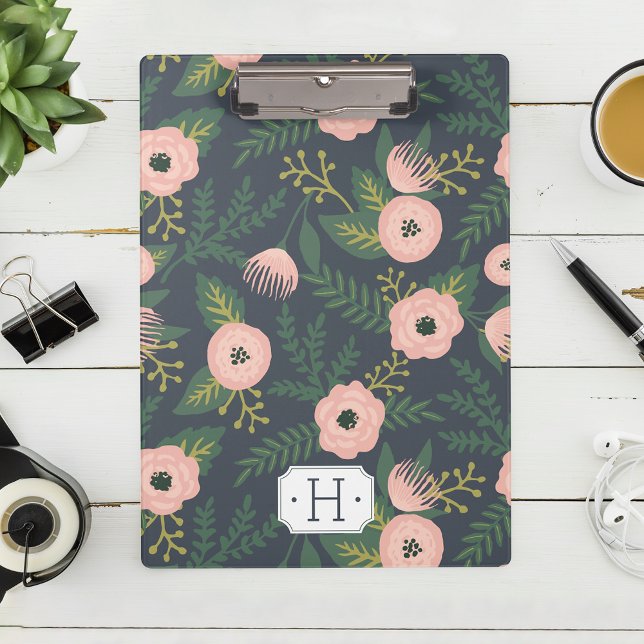 Midnight Blooms Monogram Clipboard (Creator Uploaded)