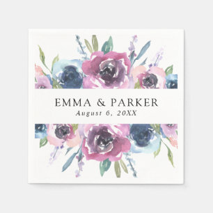 Midnight Blooms   Personalised Wedding Napkin