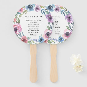 Midnight Blooms   Personalised Wedding Program Hand Fan