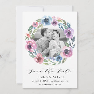 Midnight Blooms   Photo Save The Date Card