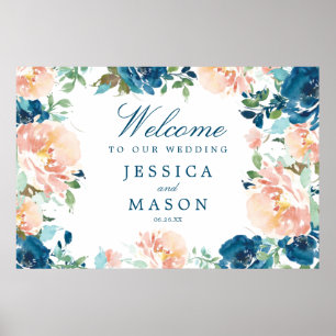 Midnight Blooms Wedding Welcome Sign
