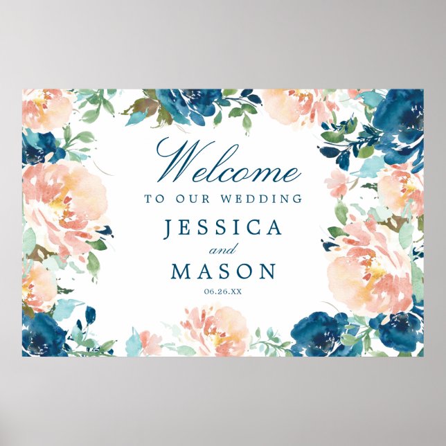 Midnight Blooms Wedding Welcome Sign (Front)