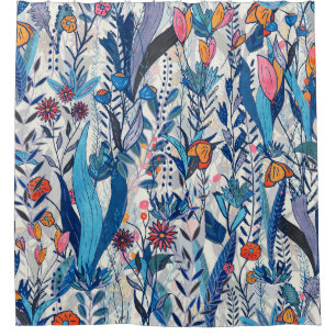 Midnight Bloomscape Shower Curtain
